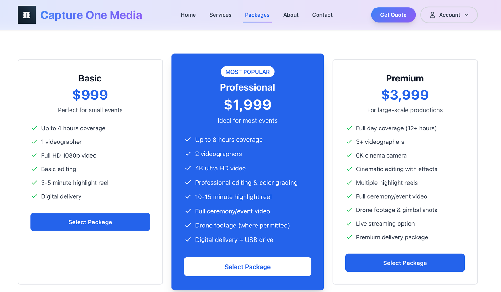 Capture One Media – Event Photography & Videography Website - Image 1